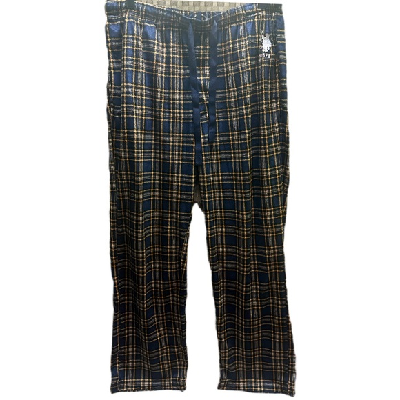 U.S. Polo Assn. Navy and Gold Plaid Joggers L - Picture 1 of 7